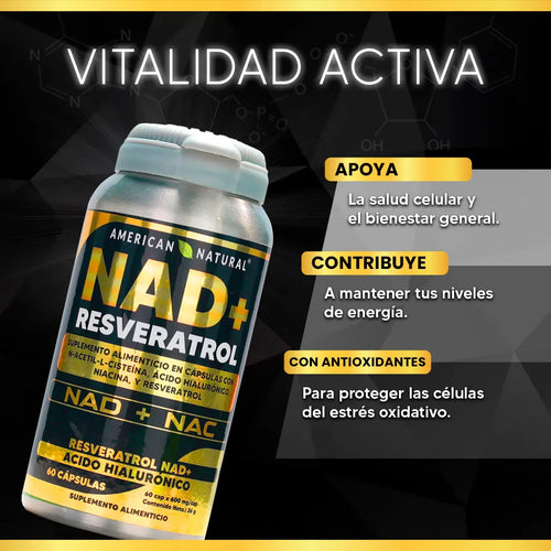 NAD+RESVERATROL Y ACIDO HIALURÓNICO